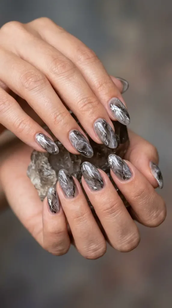 Smoky Quartz Marble Nails