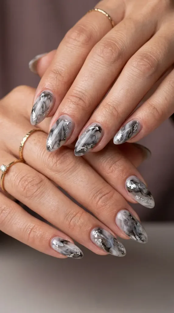 Smoky Quartz Marble Nails