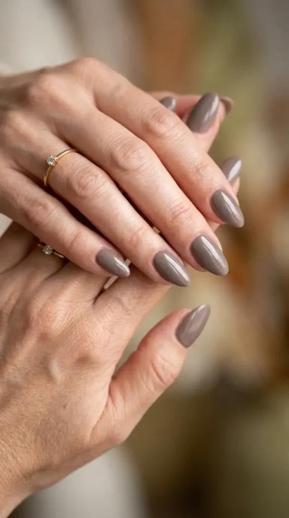 Smoky Taupe Almond Nails