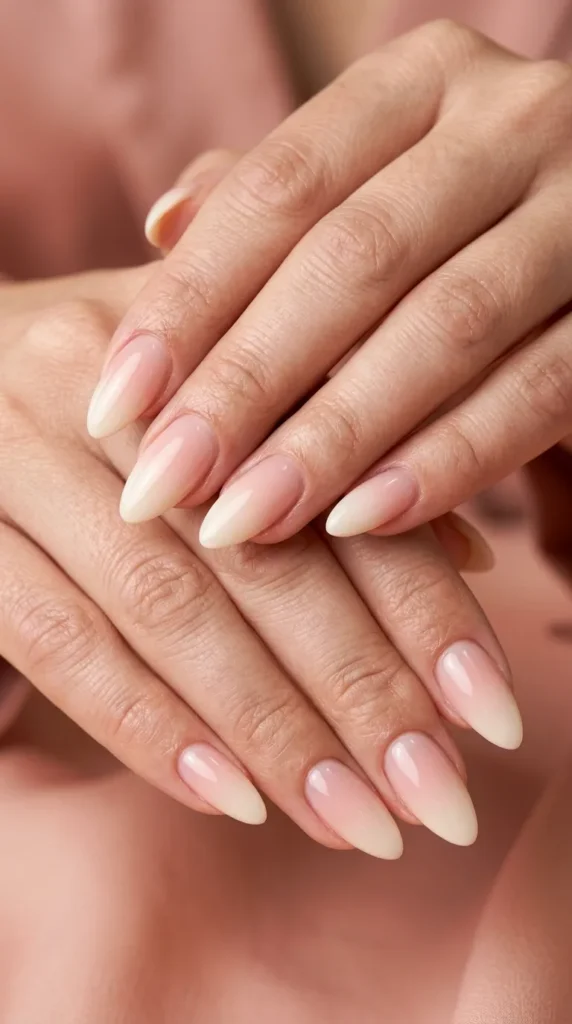 Soft Almond French Fade Nails