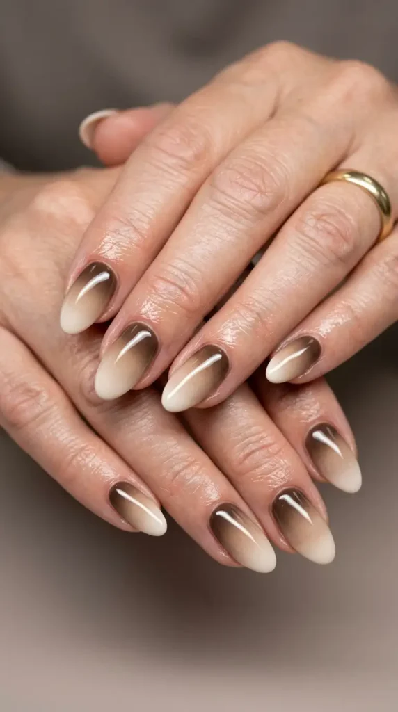 Soft Cappuccino Ombre Nails
