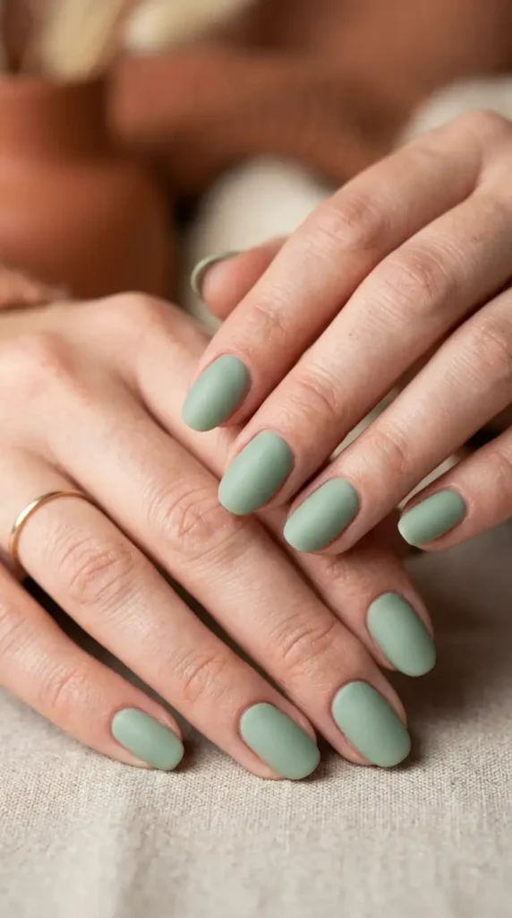 Soft Sage Green Nails