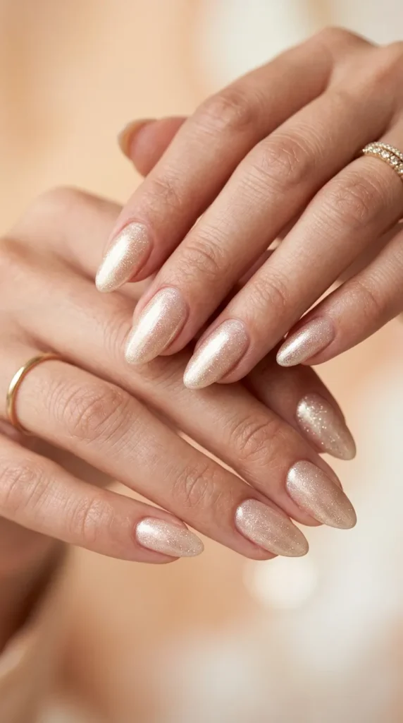 Soft Shimmer Champagne Nail Designs