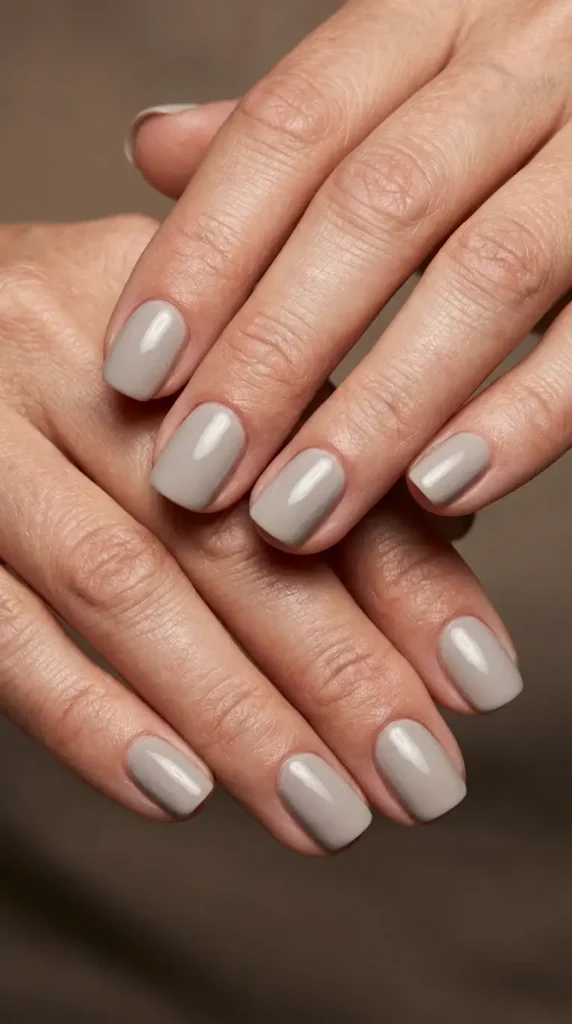 Soft Stone Gray Nails