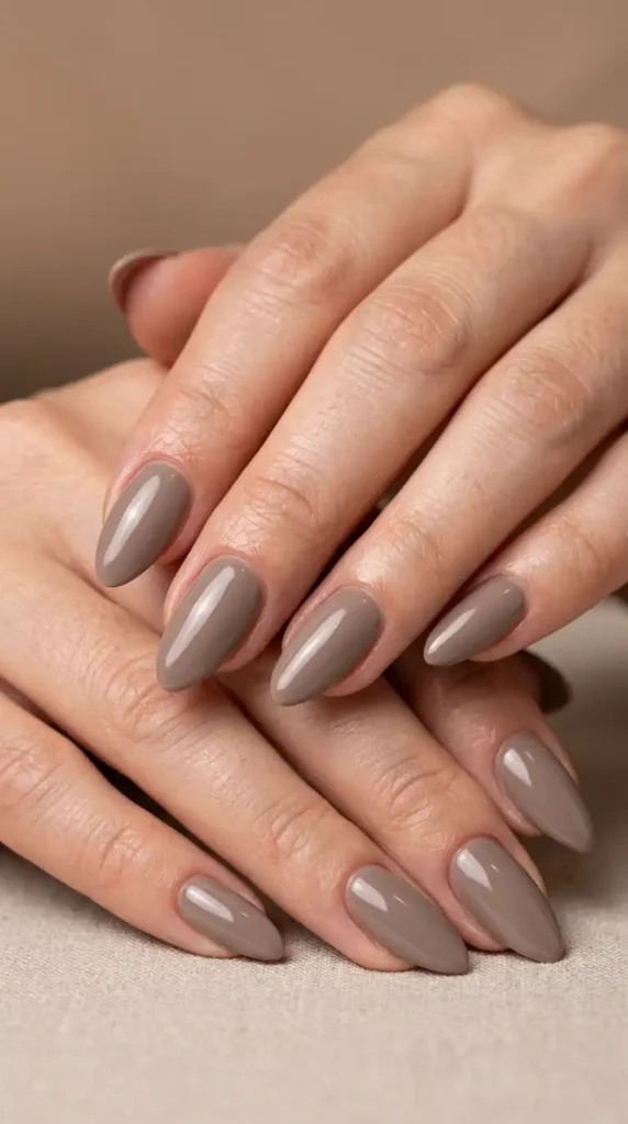 Soft Taupe Almond Nails