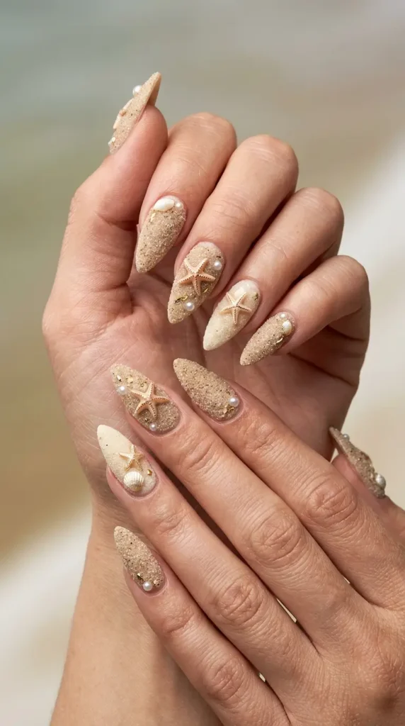 Starfish Beach-Inspired Stiletto Nails