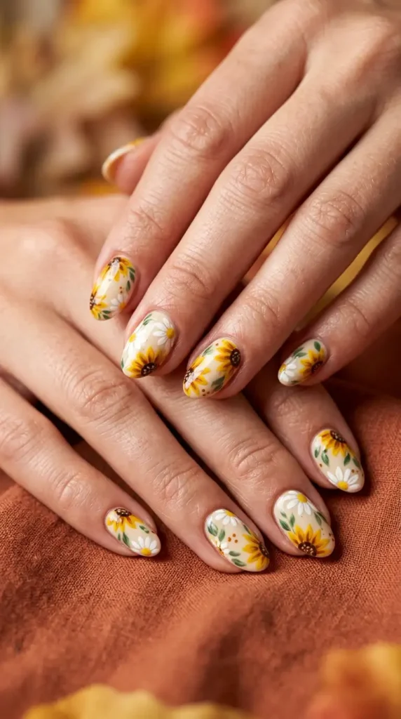 Sunflower Daisy Mix Nails