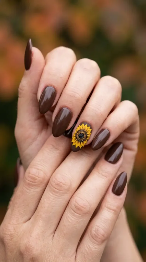 Sunflower Feature Nail Design