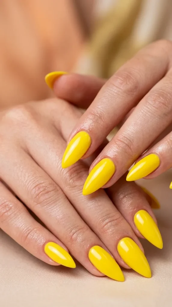 Sunny Yellow Stiletto Nails