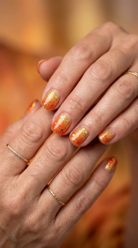 Sunset Aura Glitter Nails