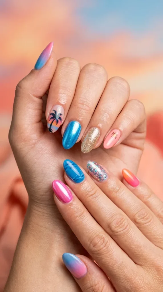 Sunset Beach Mix Nails