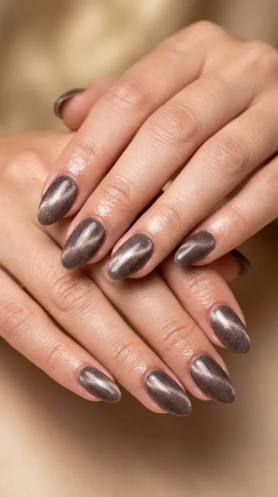 Taupe Velvet Nails