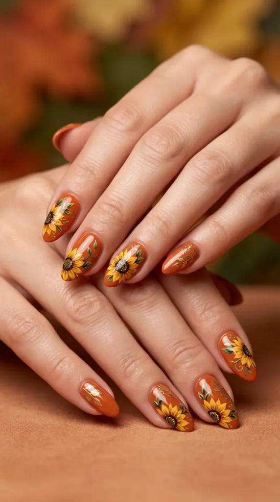 Terracotta Sunflower Nails