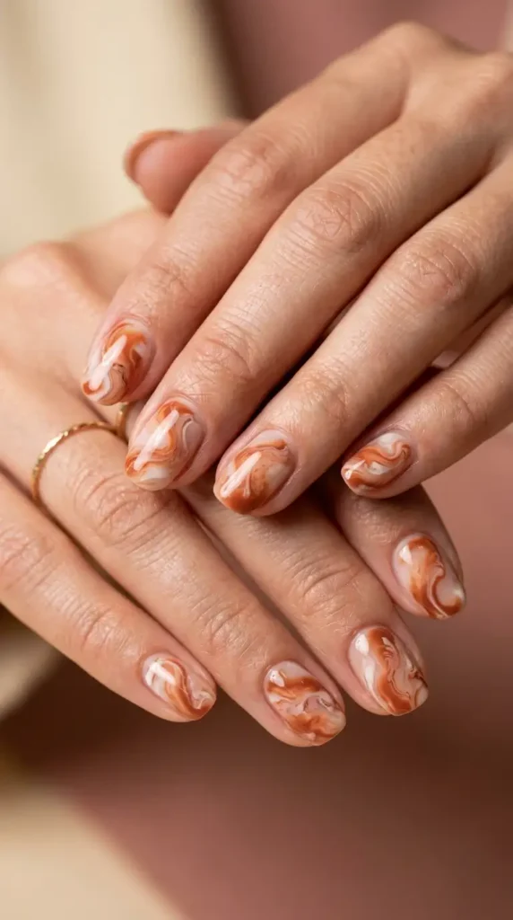 Terracotta Swirl Nails