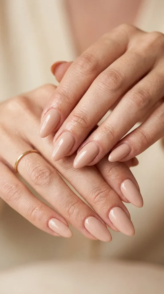 Timeless Nude Almond Nail Designs