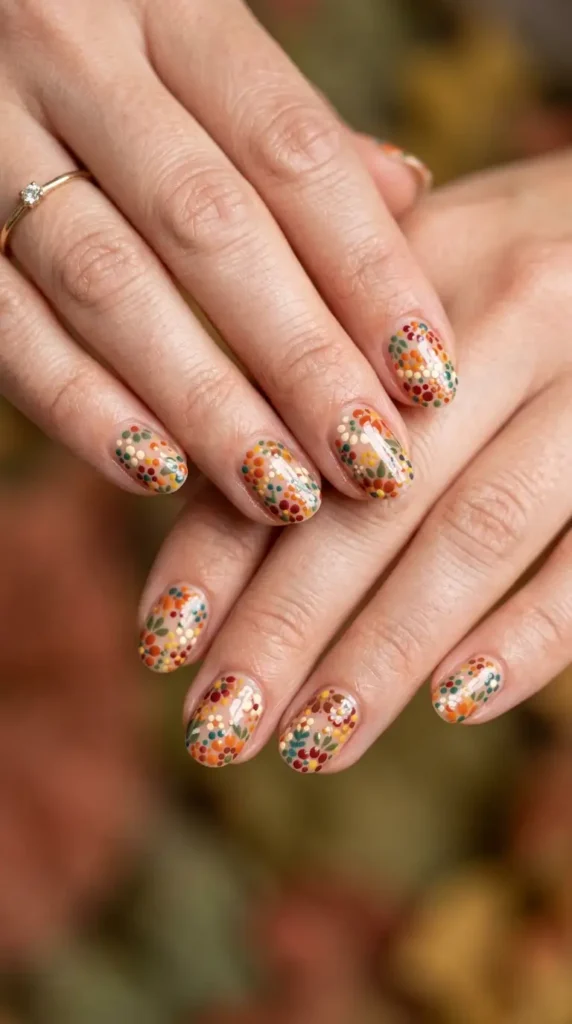 Tiny Floral Dot Nail Art