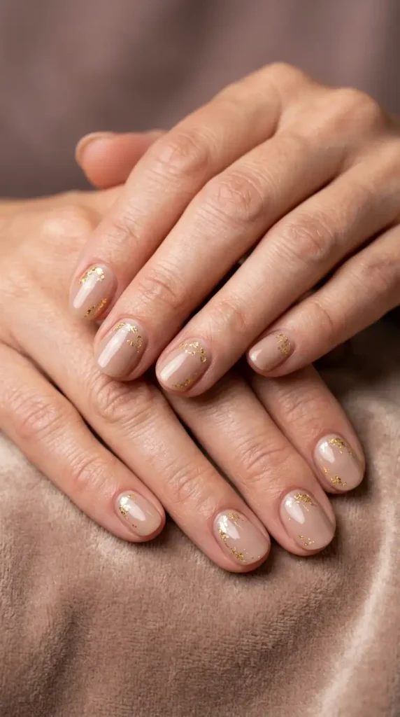 Tiny Gold Leaf Neutral Nails