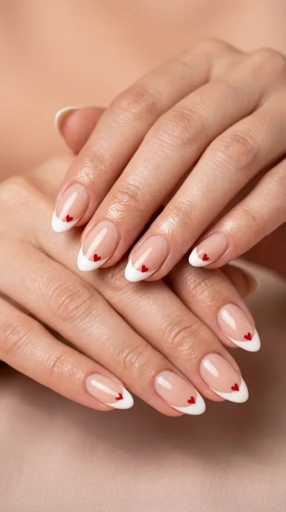 Tiny Heart French Manicure