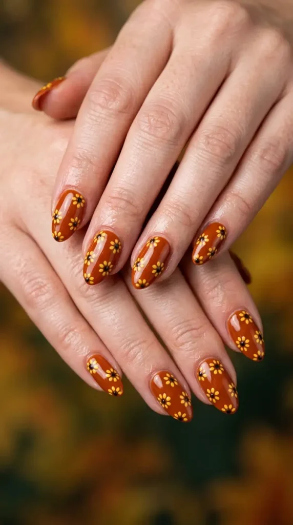 Tiny Sunflower Dot Nails