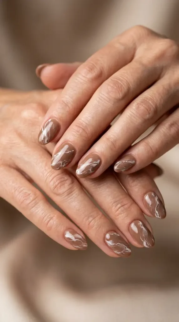 Toasted Almond Marble Nails