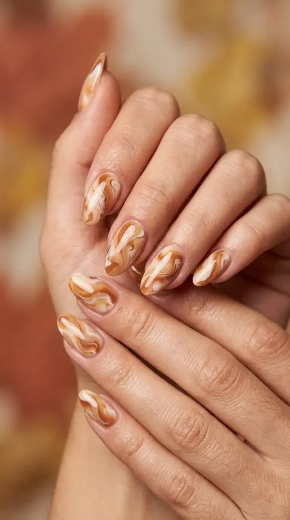 Toffee Marble Nails