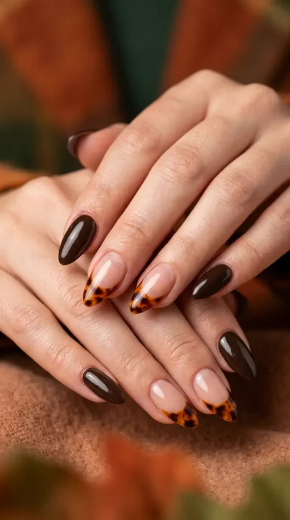 Tortoiseshell Accent French Nails