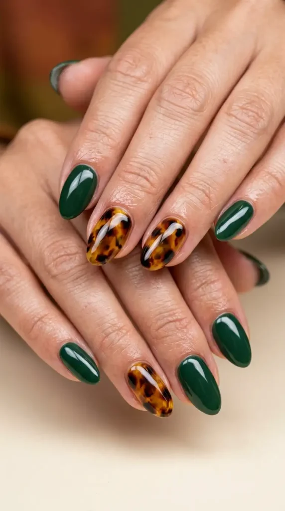 Tortoiseshell Accent Nails