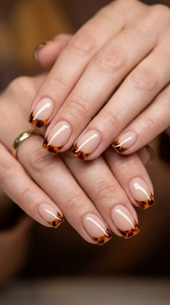 Tortoiseshell French Accent Nails