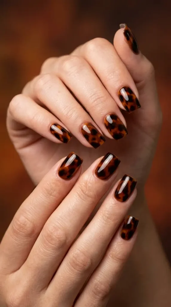 Tortoiseshell Square Nails