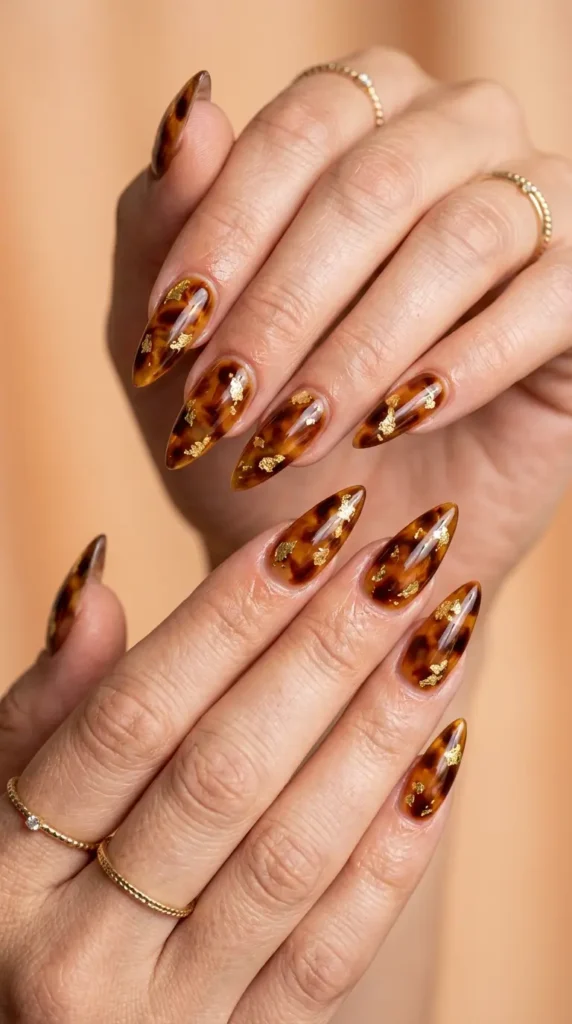 Tortoiseshell Summer Stiletto Nails