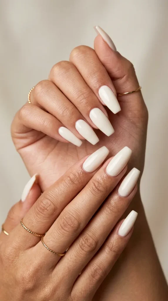 Vanilla Milk Coffin Nails