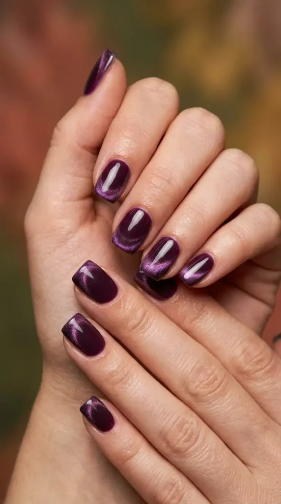 Velvet Cat Eye French Tips in Plum