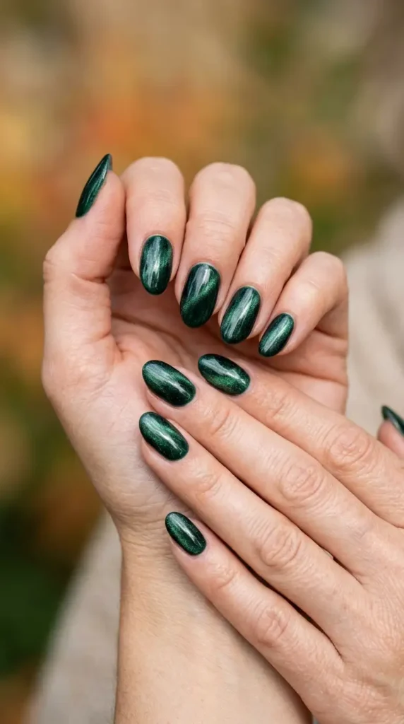 Velvet Forest Green Nails