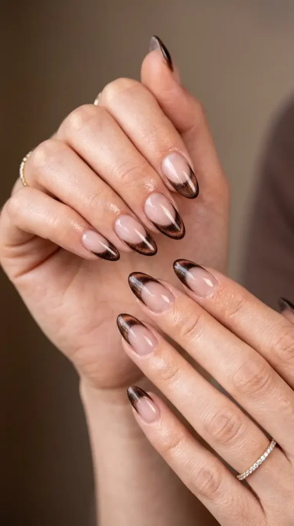 Velvet Magnetic Brown French Tips