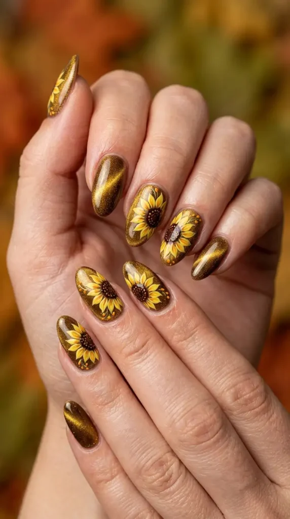 Velvet Magnetic Sunflower Nails (Trending)