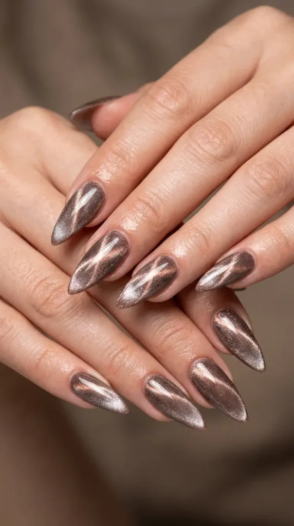 Velvet Taupe Magnetic Stiletto Nails