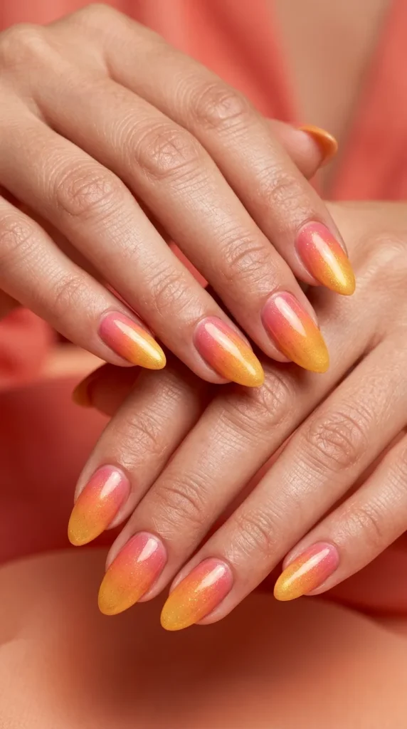 Warm Sunset Ombre Nail Designs