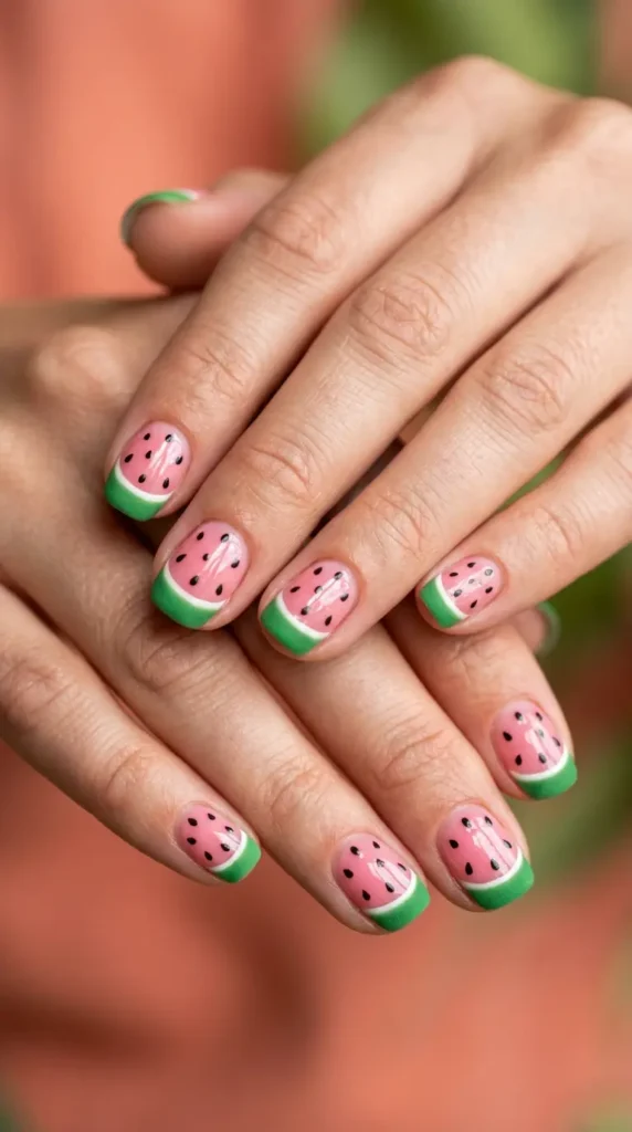 Watermelon French Nail Art