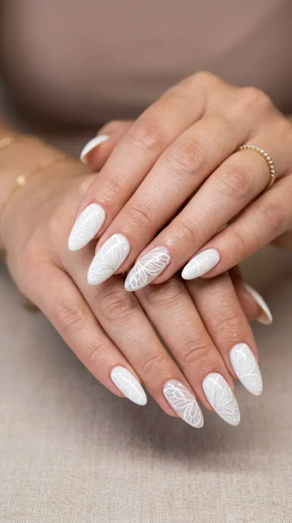 White Butterfly Nails