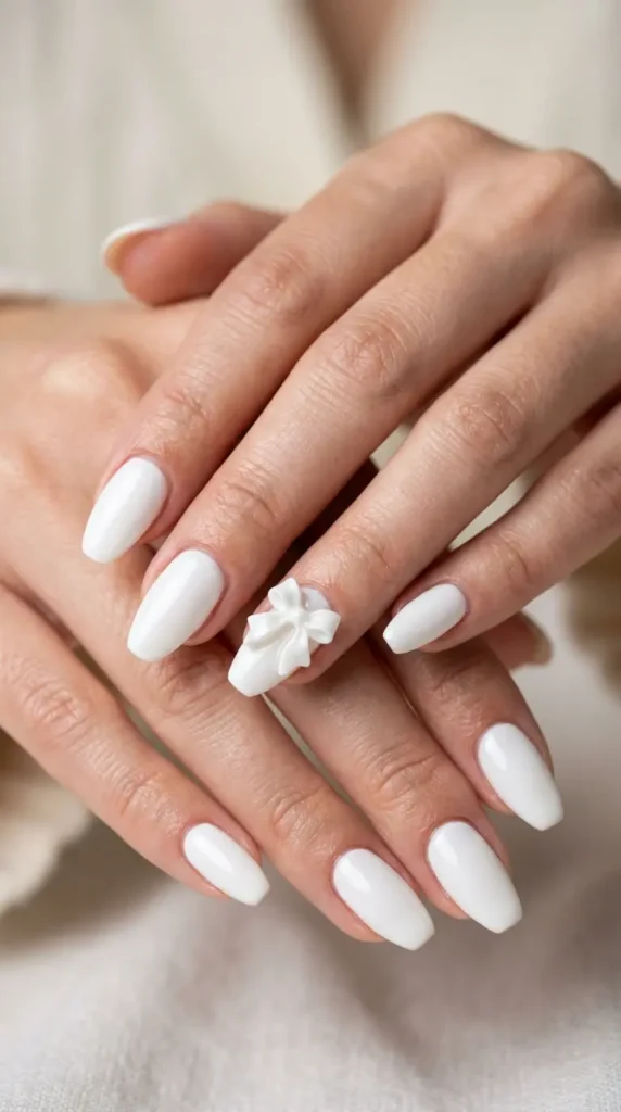 White Coquette Bow Nails
