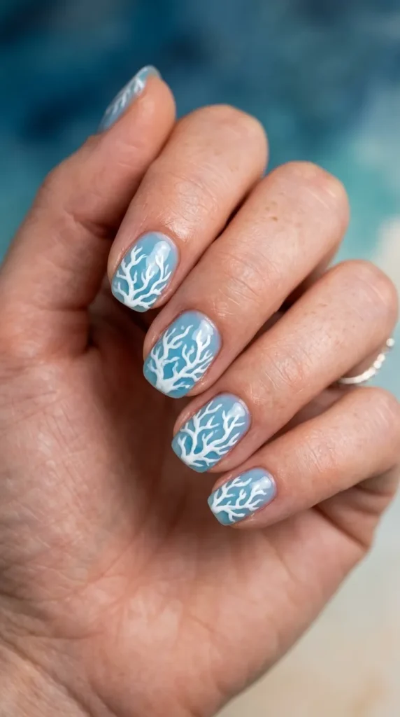 White coral reef nails