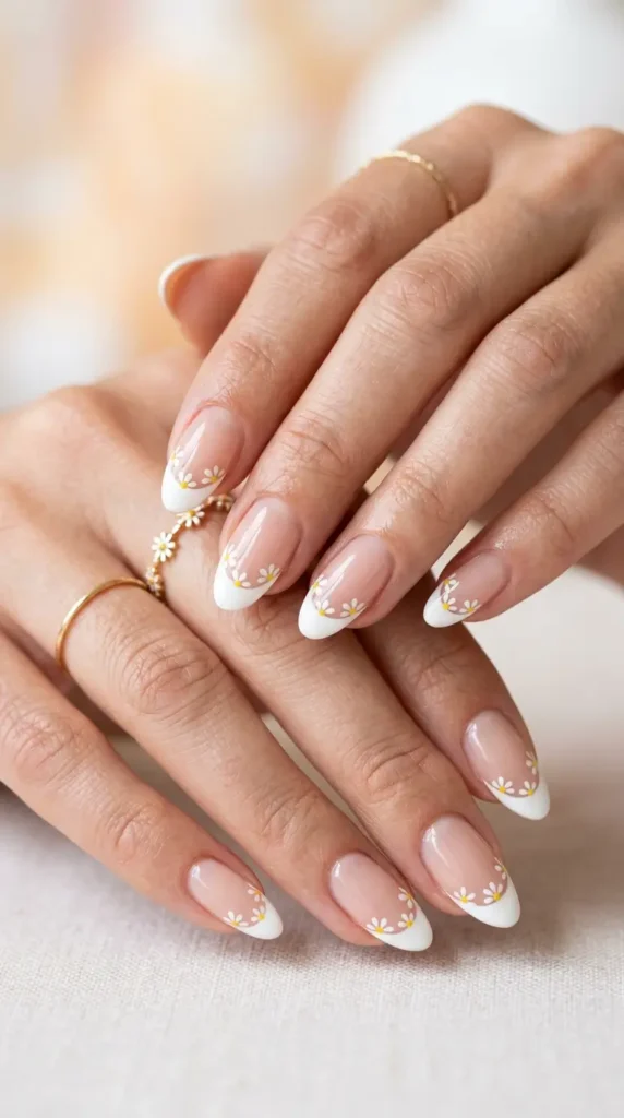 White Daisy French Manicure