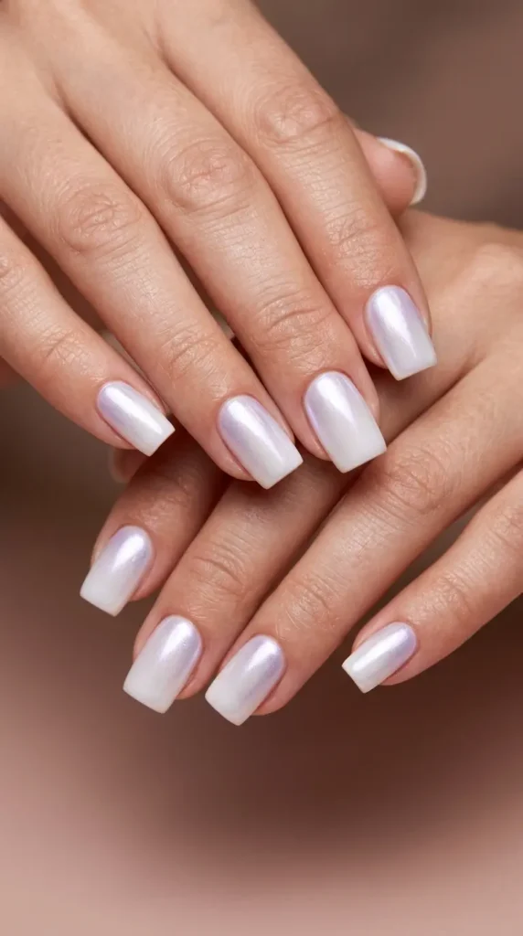 White Glazed Donut Square Nails