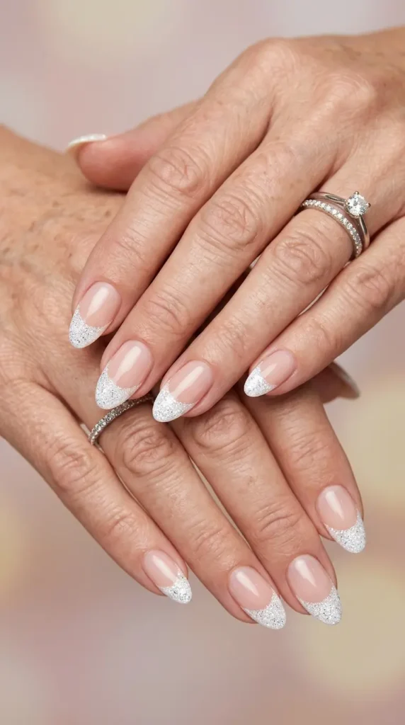 White Glitter French Manicure