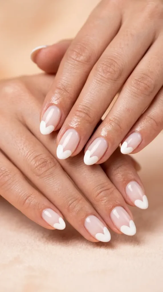 White Heart French Tips