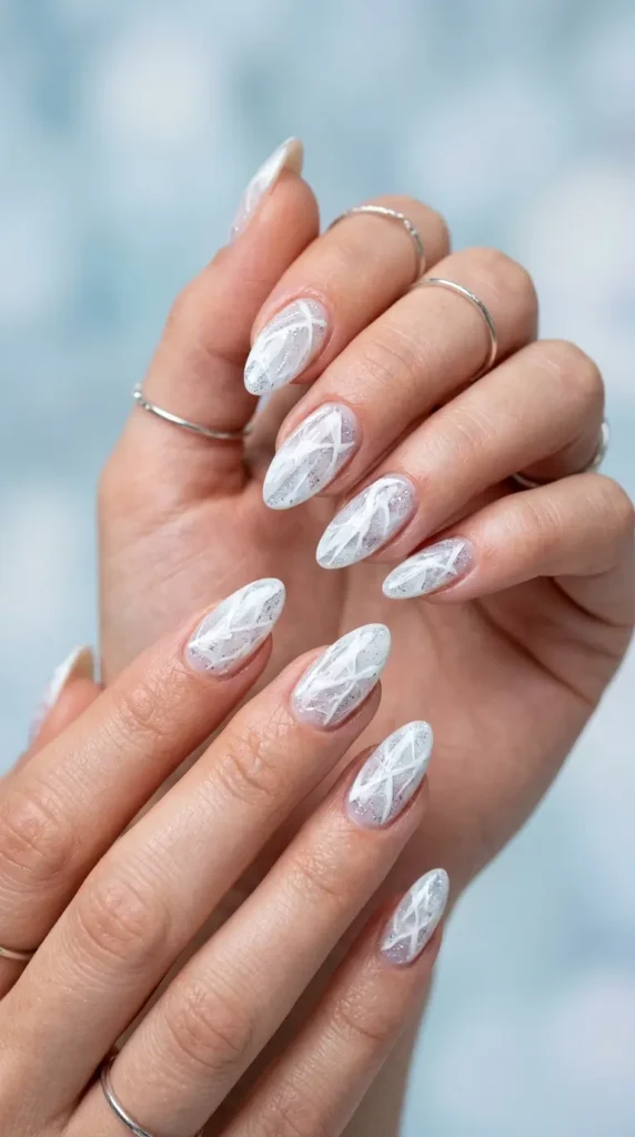 White Ice Marble Nails