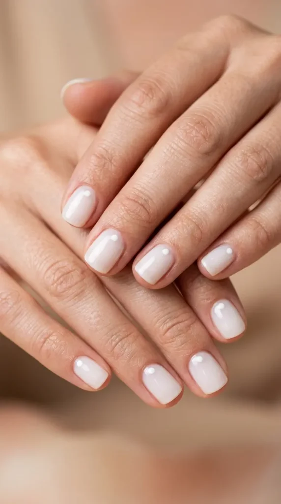 White Minimal Dot Accent Nails