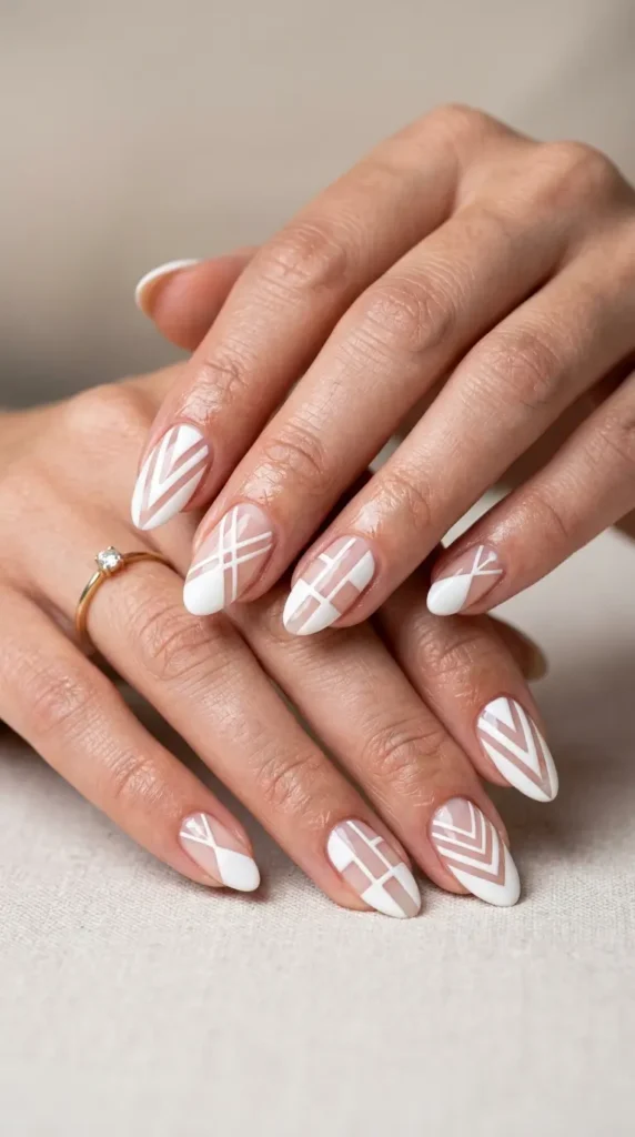 White Negative Space Nails