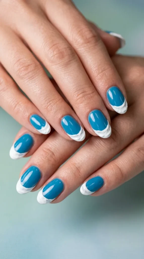 White ocean crest nails