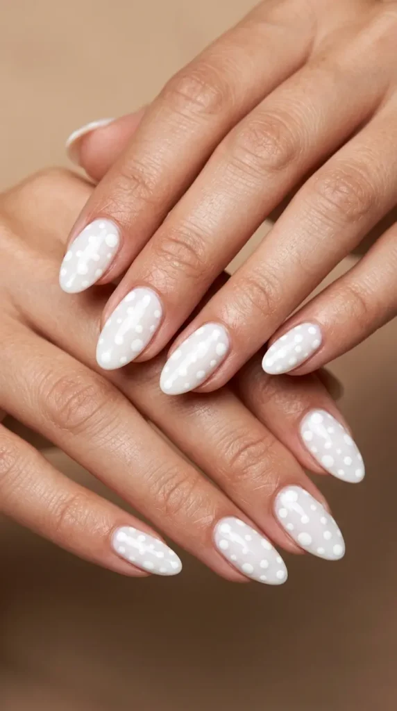 White Polka Dot Nails